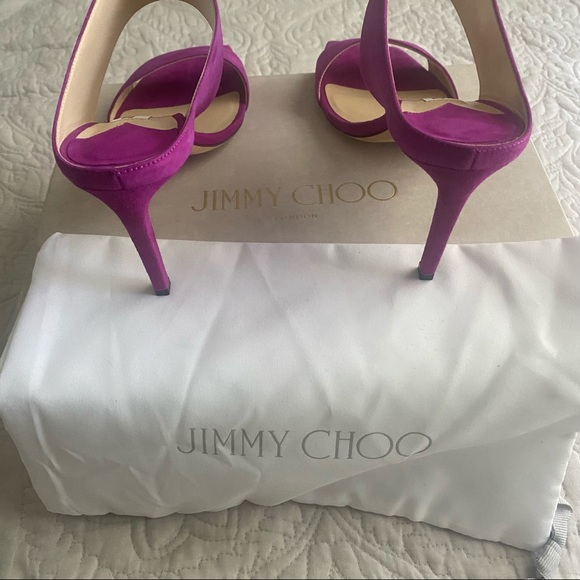 Jimmy Choo Magenta Suede Stilettos - Picture 5 of 10